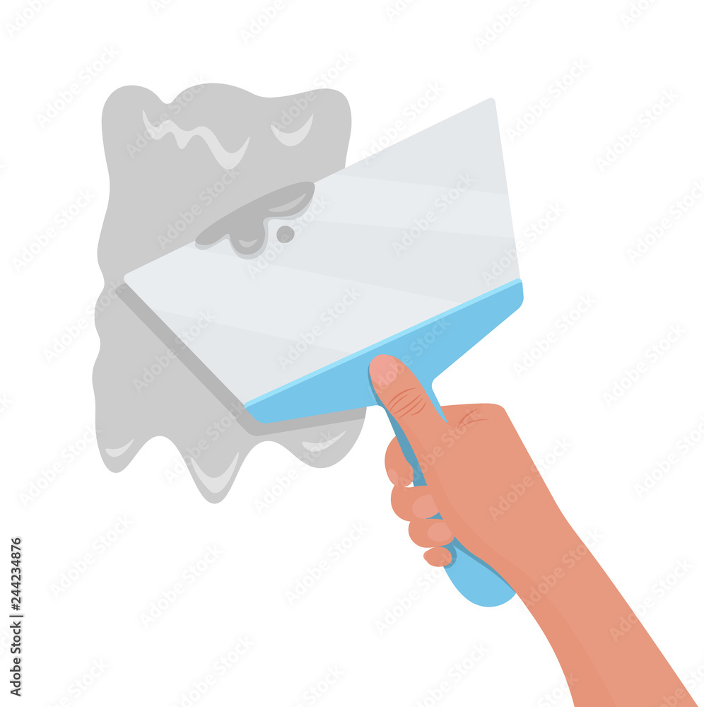 Hand with palette-knife.Vector illustration. Hand with palette-knife.Vector illustration.