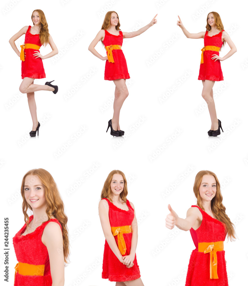 Young nice girl pressing isolated on white Young nice girl pressing isolated on white