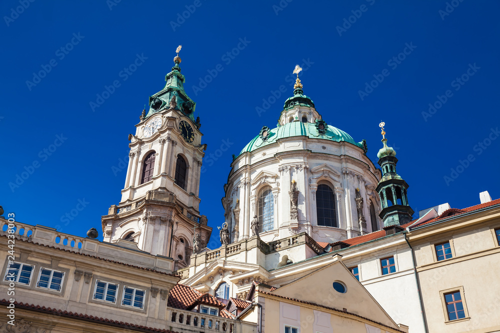 Antique and beautiful Saint Nicholas church at Prague old town