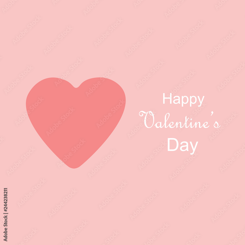 Happy valentine's day greeting card with heart, vector illustration.