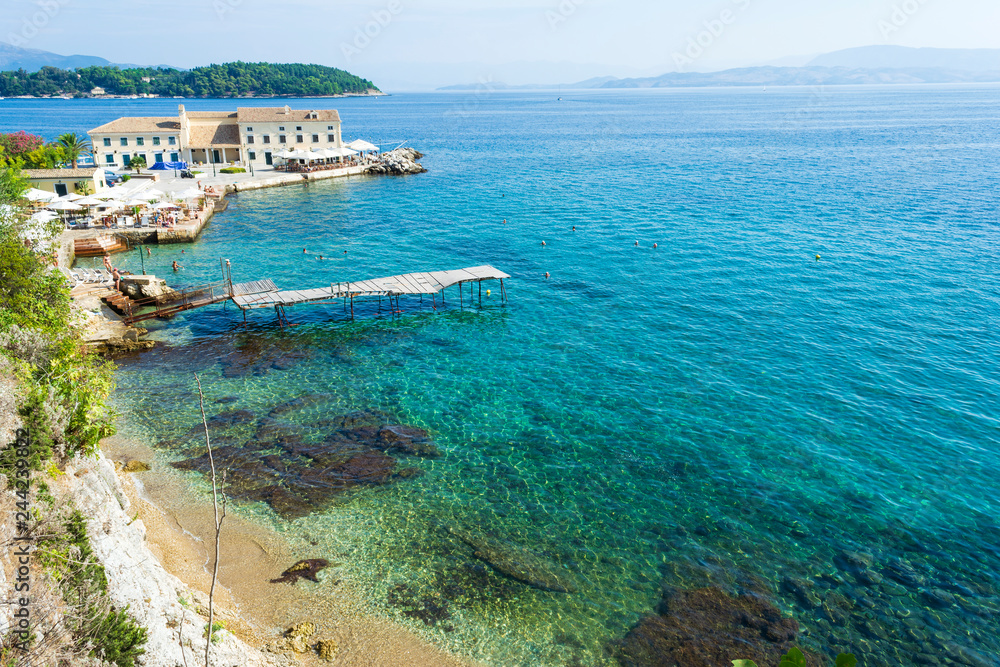 View of Corfu beach at the capital of Corfu island, Greece.