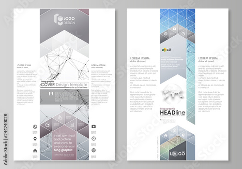 Blog graphic business templates. Page website design template, easy editable abstract vector layout. Compounds lines and dots. Big data visualization in minimal style. Graphic communication background