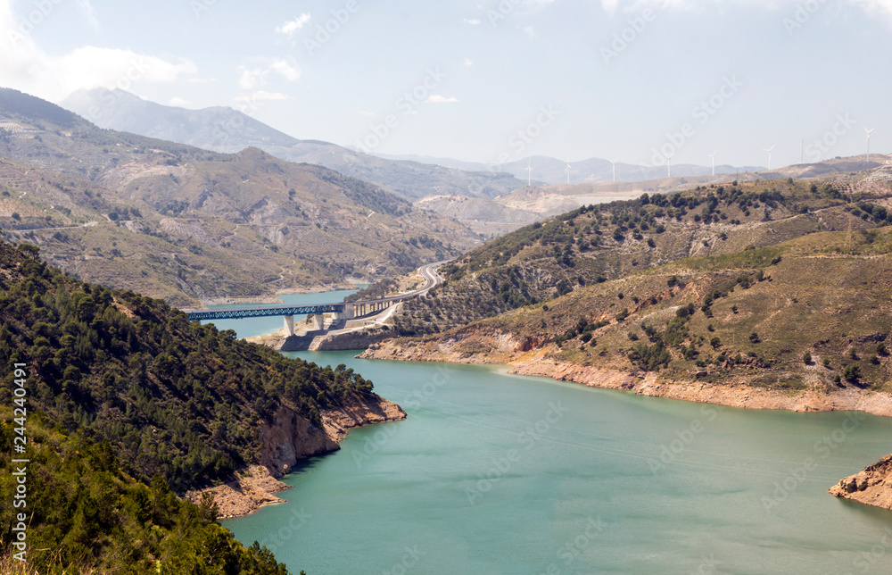 Lake in the Sierra Nevada mountains in the Spanish province of Granada on a cloudy day