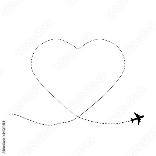 Love travel route. Airplane...