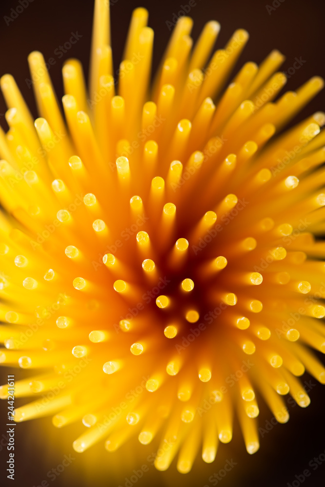 Uncooked pasta spaghetti macaroni, Top view. Uncooked pasta spaghetti macaroni, Top view.