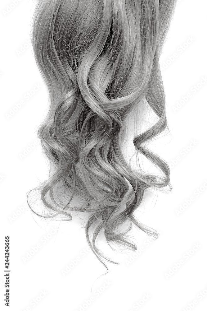 Long wavy gray hair isolated on white background Long wavy gray hair isolated on white background
