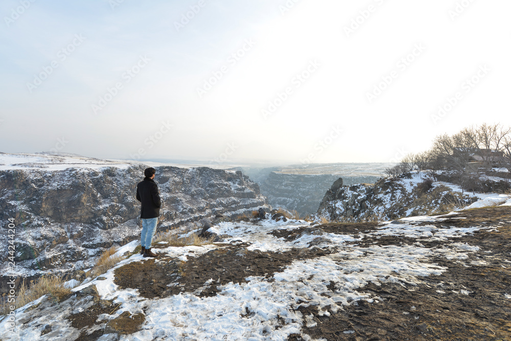 Saghmosavank Monastery near gorge of Kassakh river. Armenia