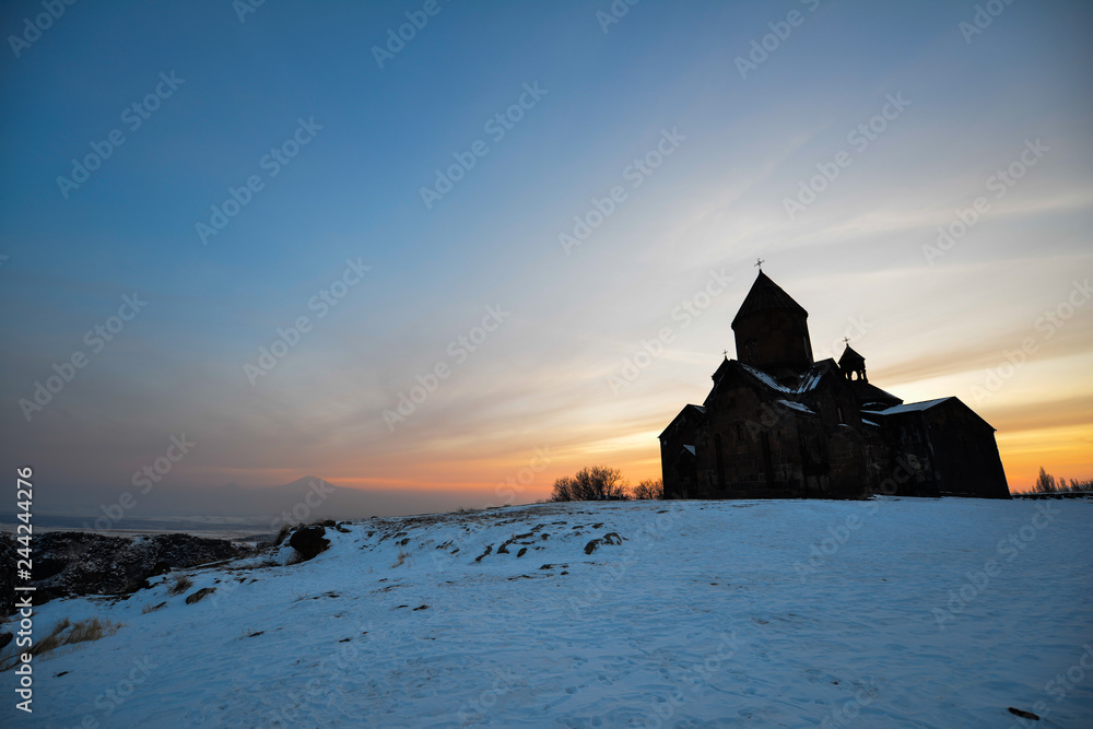 Saghmosavank Monastery near gorge of Kassakh river. Armenia