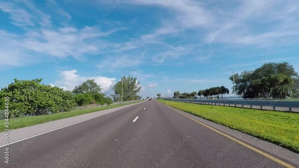 Crossing Bridge Blue Skies rearview mirror Crossing Bridge Blue Skies rearview mirror