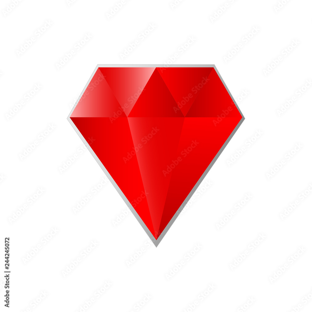 Magnificent design of a large red diamond on a white background Magnificent design of a large red diamond on a white background