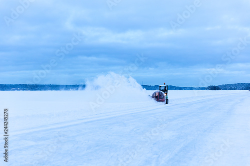 Snowplowing on the lake