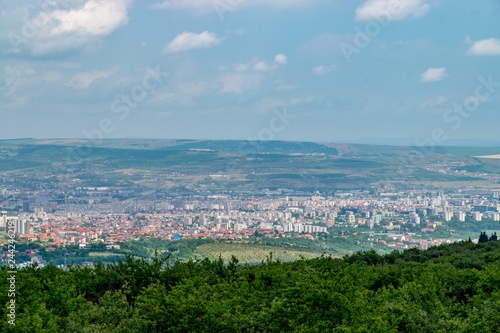Overview of Cluj-Napoca city viewed from Feleac Hill in Cluj-Napoca, Romania