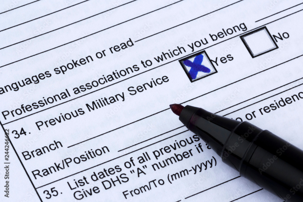 Information on military service in application form Information on military service in application form