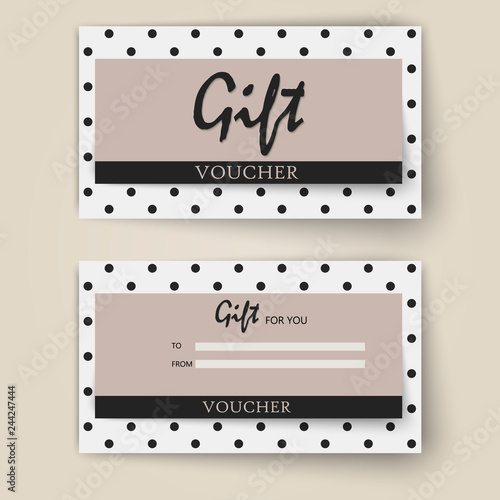 Vector set of luxury gift vouchers with ribbons and bow. Elegant template for a festive gift card, coupon and certificate. Discount Coupon Template. Vector Illustration EPS10
