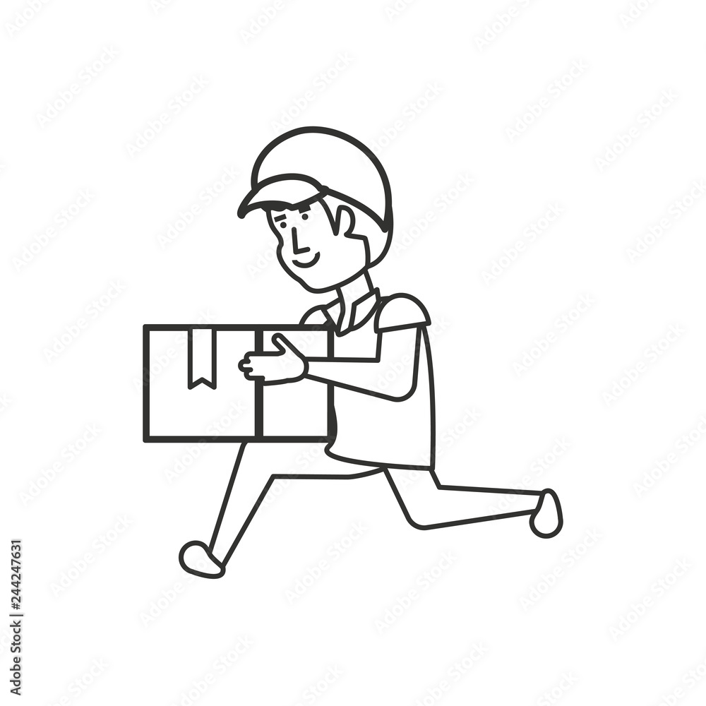 delivery worker with box lifting delivery worker with box lifting