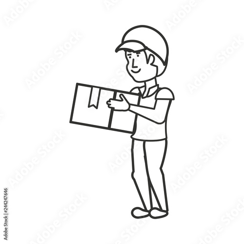 delivery worker with box lifting