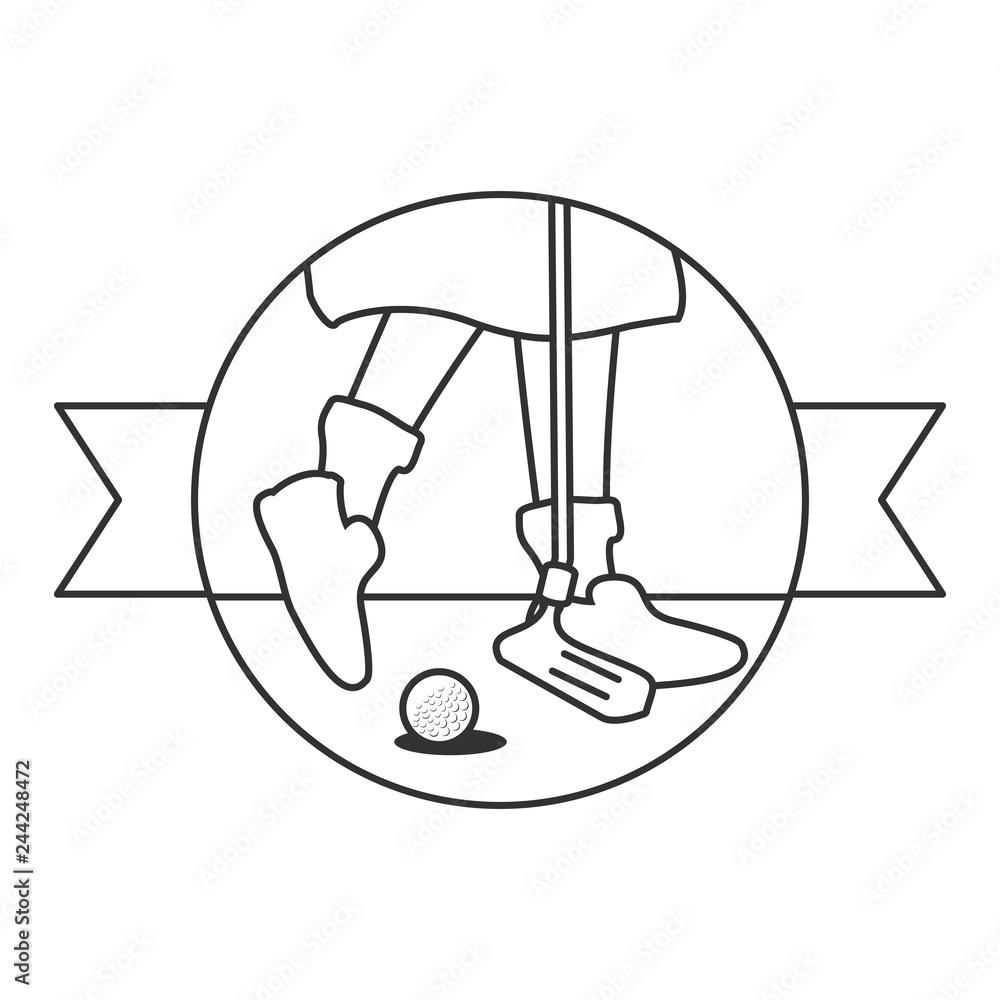 seal with golf player feet and stick seal with golf player feet and stick