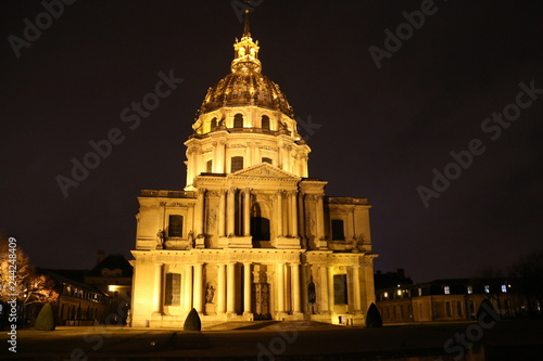 Lit up building at night in Paris