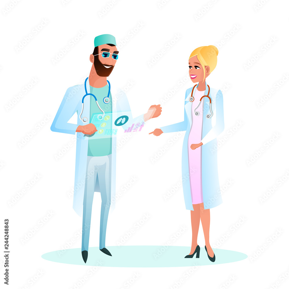Illustration Doctor Standing Studying Patient Card Illustration Doctor Standing Studying Patient Card