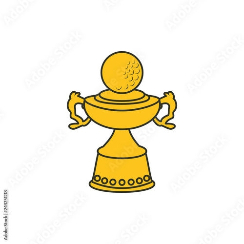 trophy with ball golf isolated icon