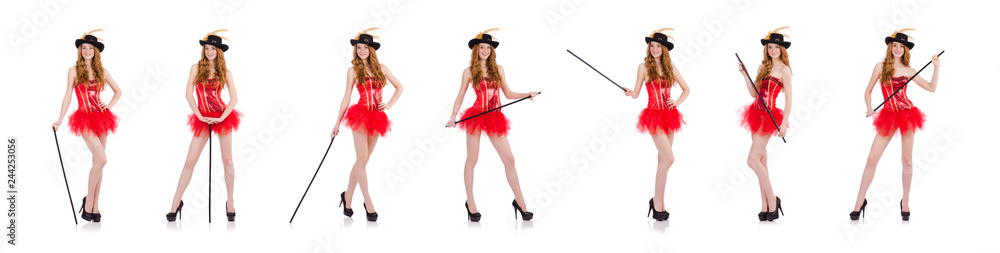 Red hair girl in carnival costume isolated on white Red hair girl in carnival costume isolated on white