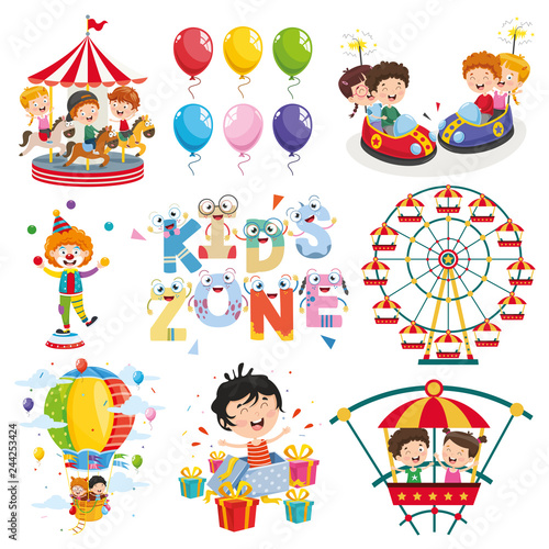 Vector Illustration Of Amusement Park