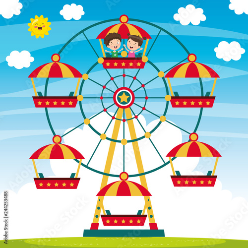Vector Illustration Of Amusement Park