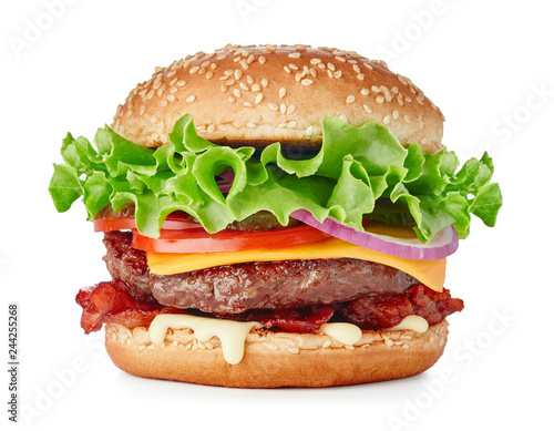 Tableau sur toile hamburger isolated on white background