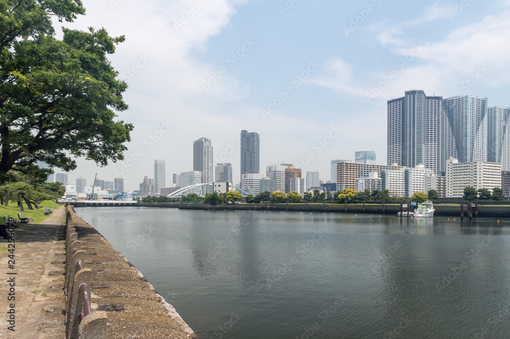 View of Tokyo skyline from Kyu Shiba Rikyu Garden, Japan View of Tokyo skyline from Kyu Shiba Rikyu Garden, Japan