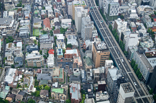 Aerial view of Tokyo skyline, Japan