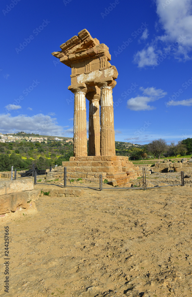 Remains of Ancient Greek Temples in Agrigento Sicily