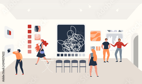 Modern Art Paintings Gallery Exposition Vector