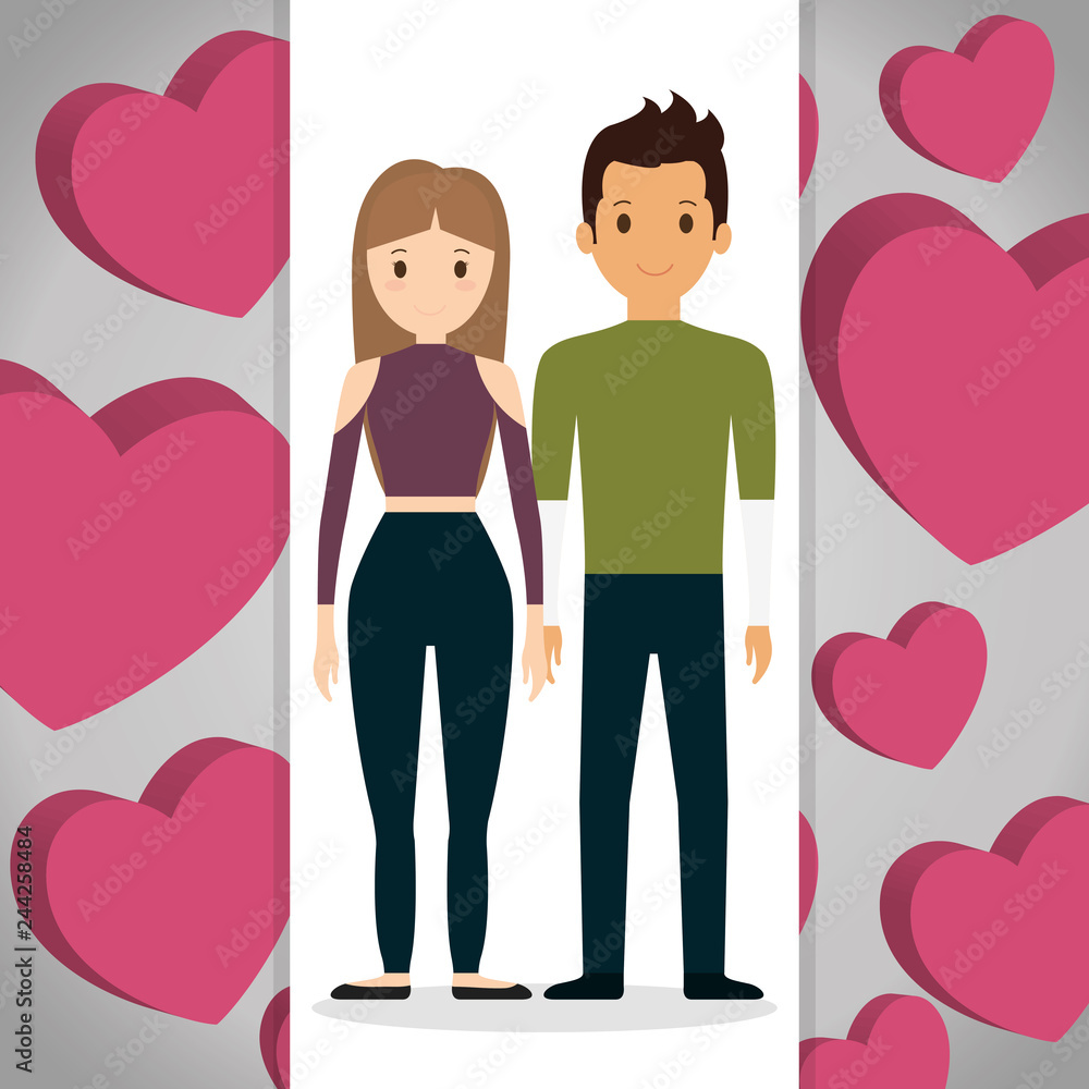 lovers couple with hearts pattern background lovers couple with hearts pattern background