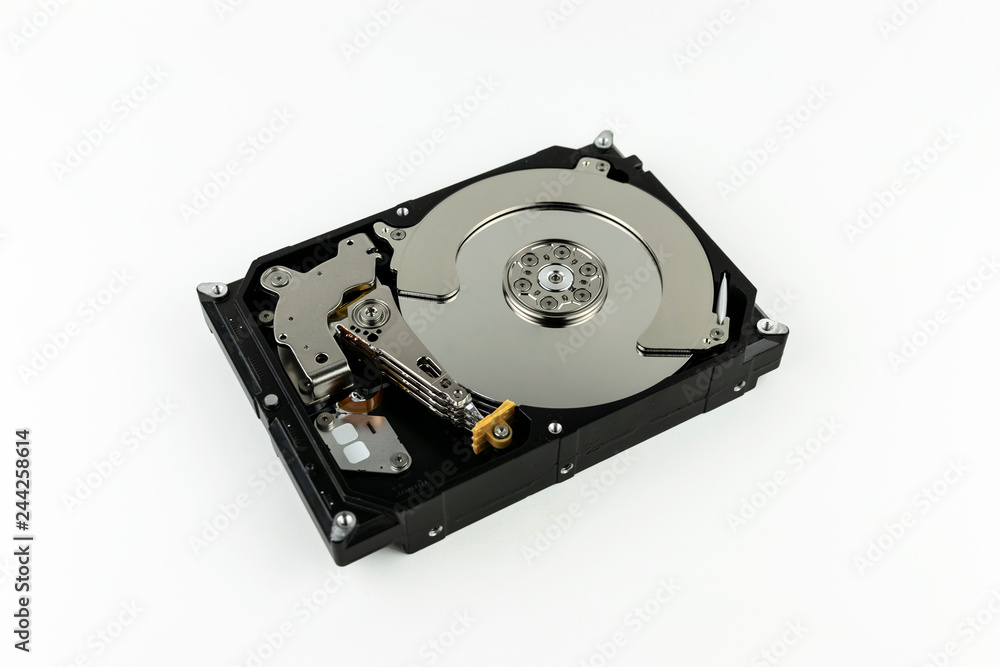 Computer Hard Drived Open Showing Internal Components 01 Computer Hard Drived Open Showing Internal Components 01