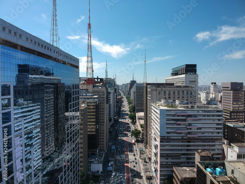 Aerial view of Paulista Avenue, Sao Paulo, Brazil