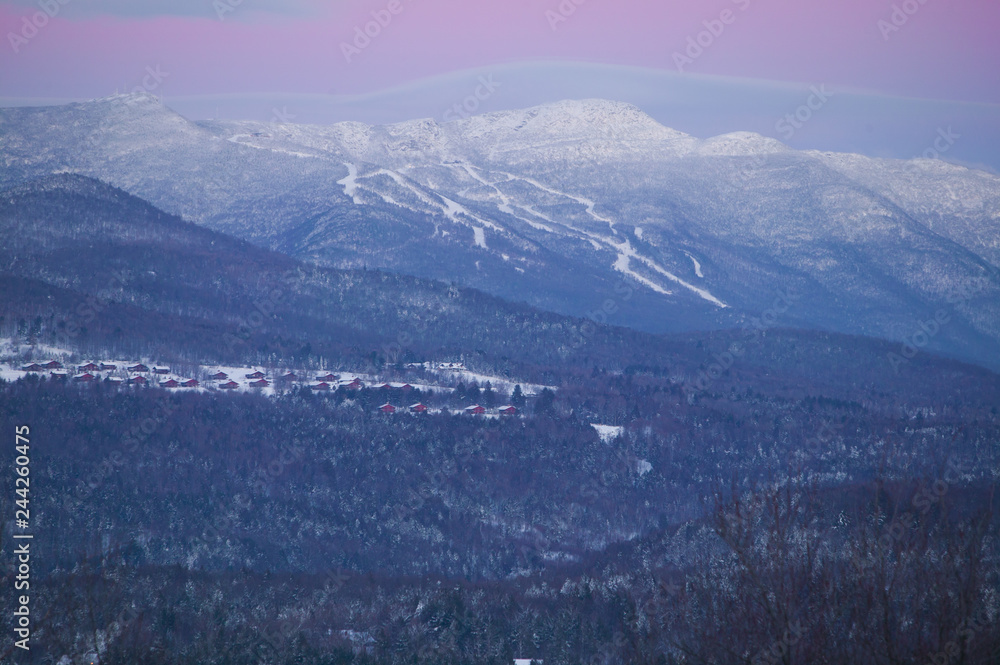 Mt. Mansfield on a cold sunrise morning, Stowe, Vermont, USA