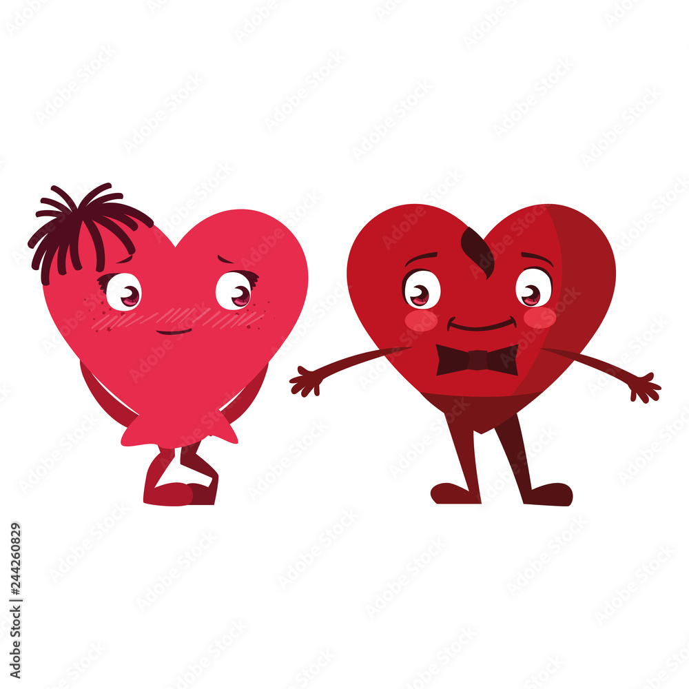 hearts couple emoticons characters