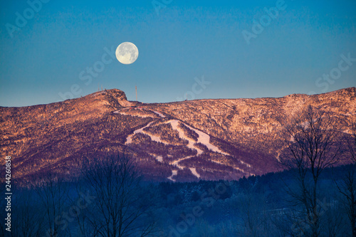 Moonrise over Mt. Mansfield  Stowe  Vermont  USA
