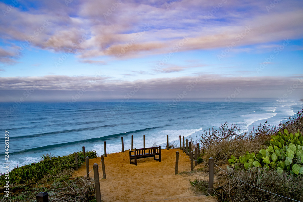 A Bench on the Overlook of the Pacific Ocean