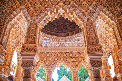 Detail of the royal palace Nazaries of the Alhambra, Granada, Andalucia, Spain photo