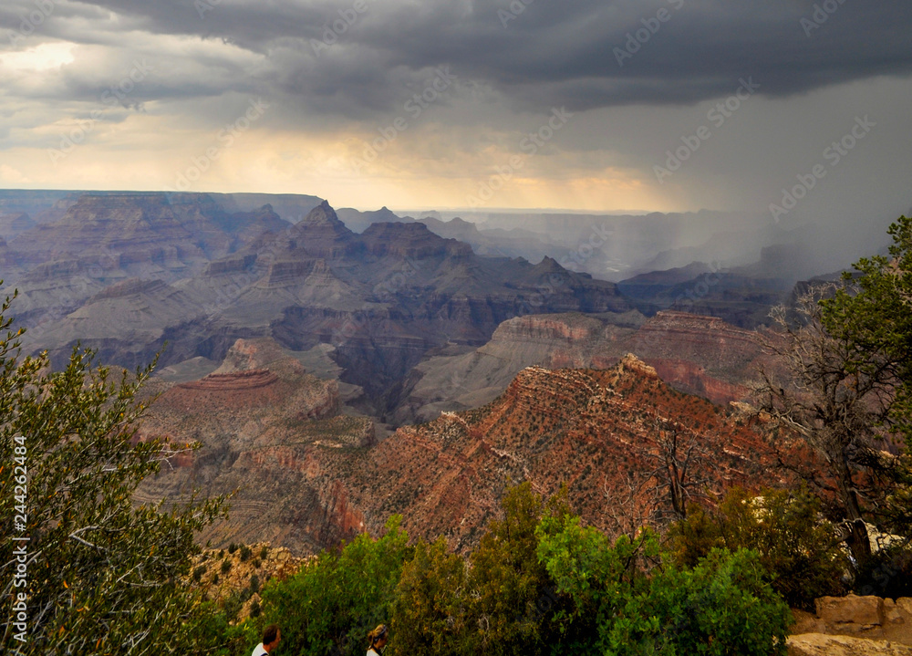 Rain over Grand Canyon at Desert Tower