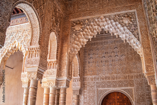 Detail of the royal palace Nazaries of the Alhambra, Granada, Andalucia, Spain