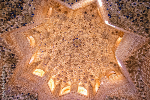 Detail of the royal palace Nazaries of the Alhambra, Granada, Andalucia, Spain