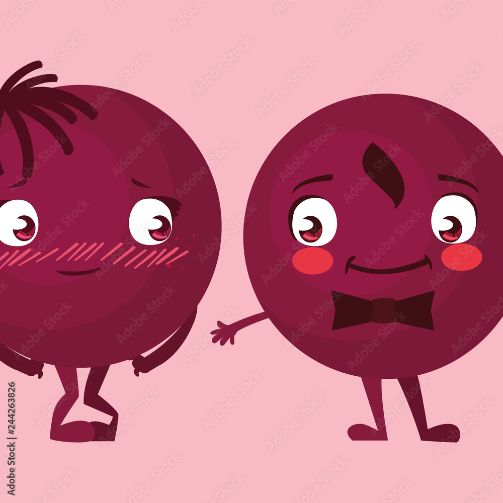 Fototapeta premium happy couple emoticons characters