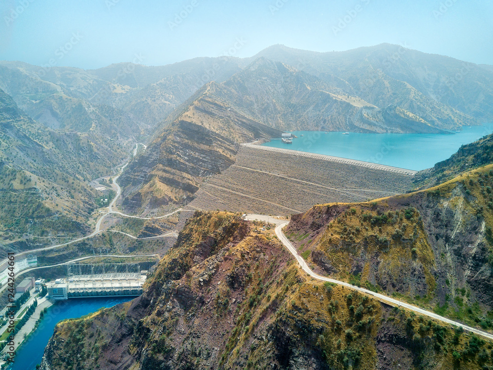 Nurek Dam Spillway, taken in Tajikistan in August 2018 taken in hdr