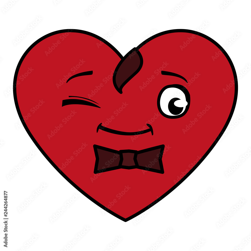heart with bowtie emoticon character heart with bowtie emoticon character