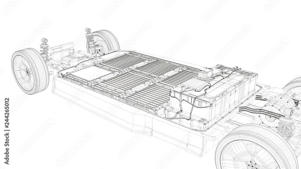 Artist rendering EV battery pack. Artist rendering EV battery pack.
