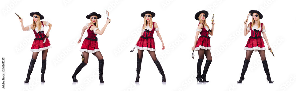 Woman pirate isolated on the white Woman pirate isolated on the white