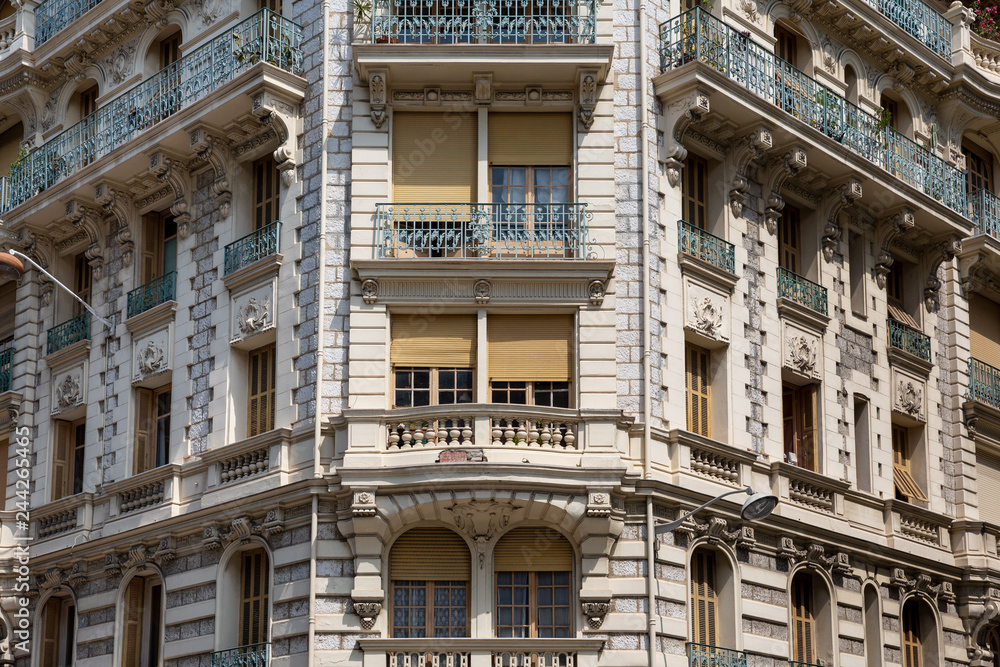 Beautiful apartment block detail in Nice, France