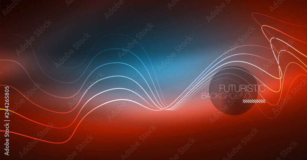 Neon lines wave background. Abstract composition Neon lines wave background. Abstract composition
